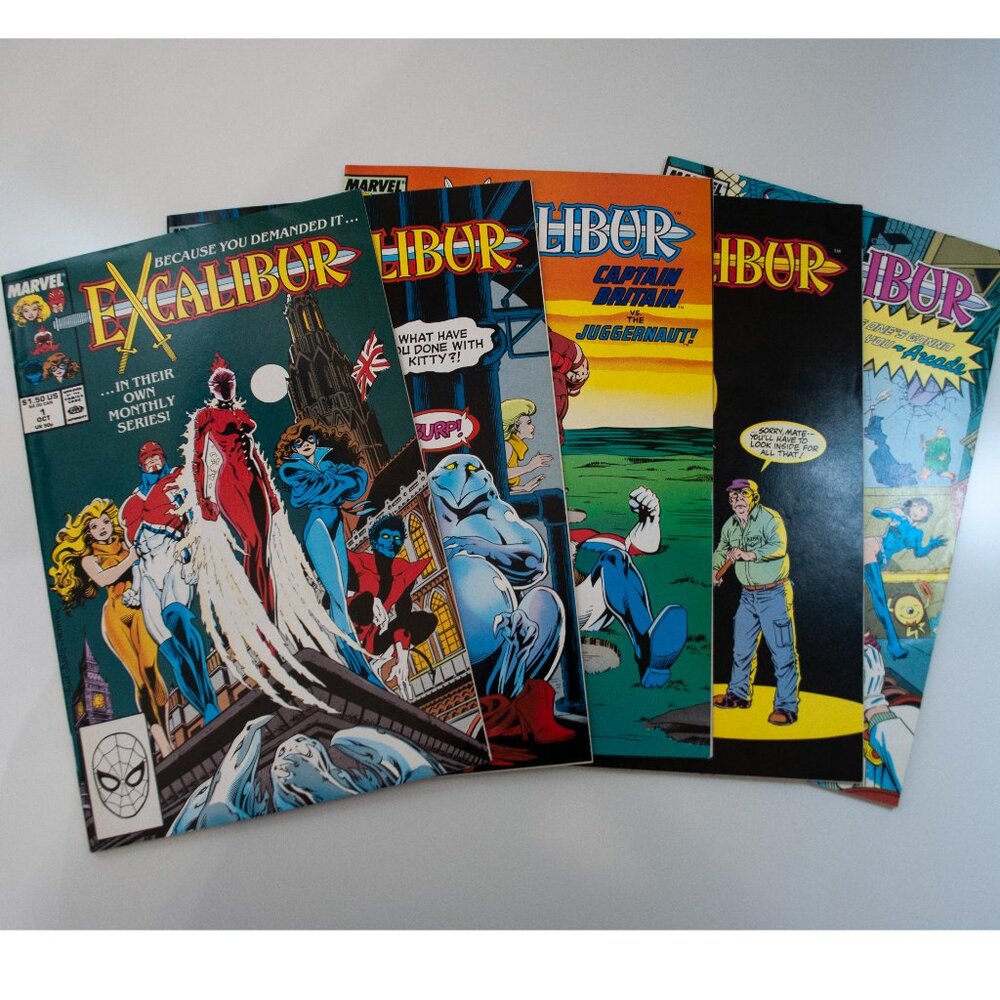 Lot of 5 Excalibur Comic Book 1 2 3 4 5 1988 1989 Marvel Run 80s Vintage 1980s X